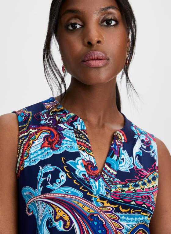 Split Neck Paisley Print Dress