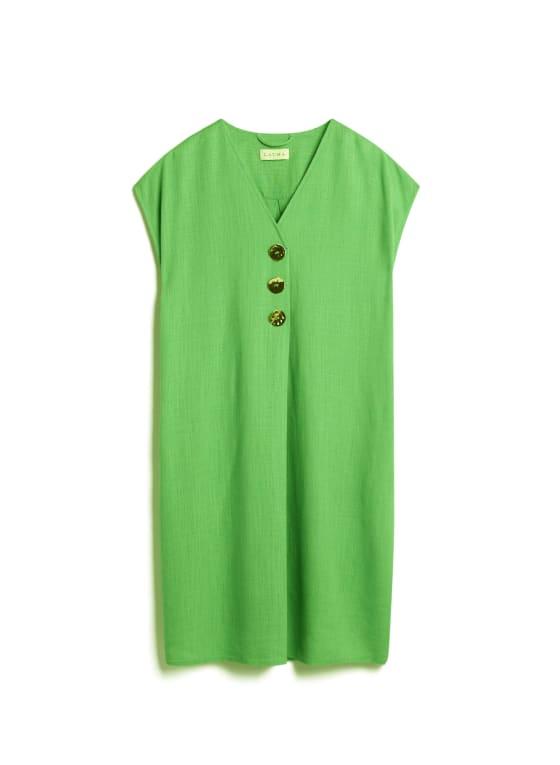 Linen Blend Button Front Dress