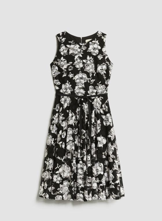 Floral Print Ribbon Belt Dress
