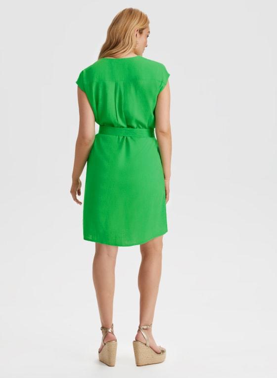 Linen Blend Button Front Dress