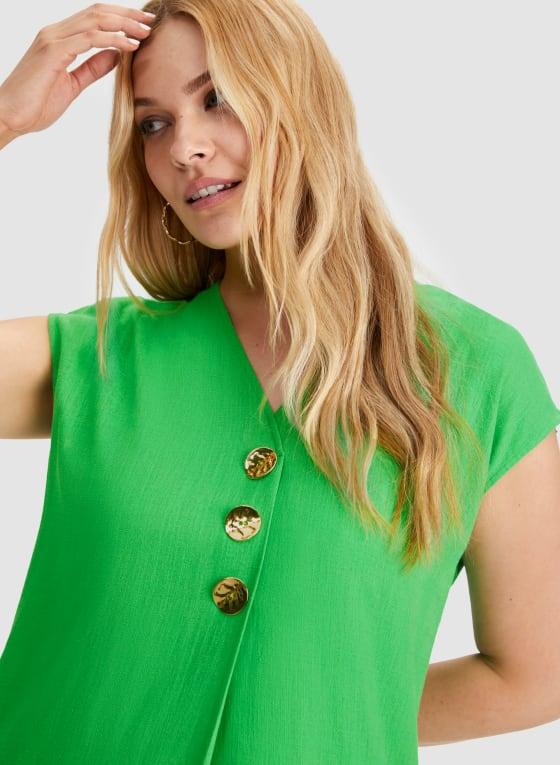Linen Blend Button Front Dress